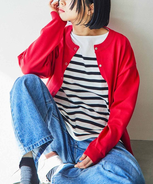 THREE FIFTY STANDARD(スリーフィフティースタンダード)の「THREE FIFTY STANDARD パネルボーダーTシャツ(Tシャツ/カットソー・レディース・ホワイト×グリーン/ホワイト×ブルー/ホワイト×ブラック・MEDIUM/LARGE/XX-LARGE)」の7枚目の写真