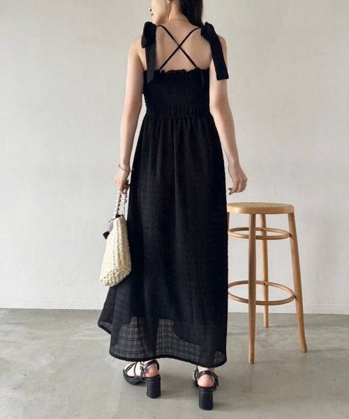 one after another NICE CLAUP(ワンアフターアナザーナイスクラップ)の「肩リボンシャーリングワンピース(ワンピース・レディース・ブラック系その他/ブラック/サックスブルー/アイボリー・FREE)」の22枚目の写真
