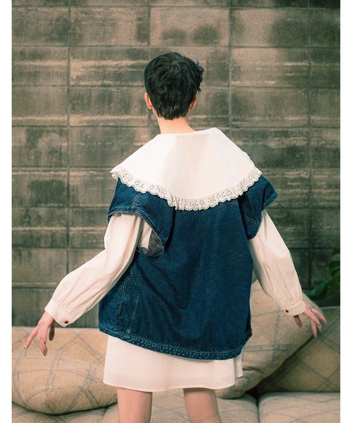 Little sunny bite(リトルサニーバイト)の「/Little Sunny Bite/KURO x little sunny bite denim vest(ベスト・レディース・インディゴブルー・SMALL)」の5枚目の写真