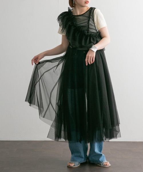 KBF(ケイビーエフ)の「フリルSETチュールワンピース(ワンピース・レディース・ブラック/オレンジ系その他・ONE)」の4枚目の写真