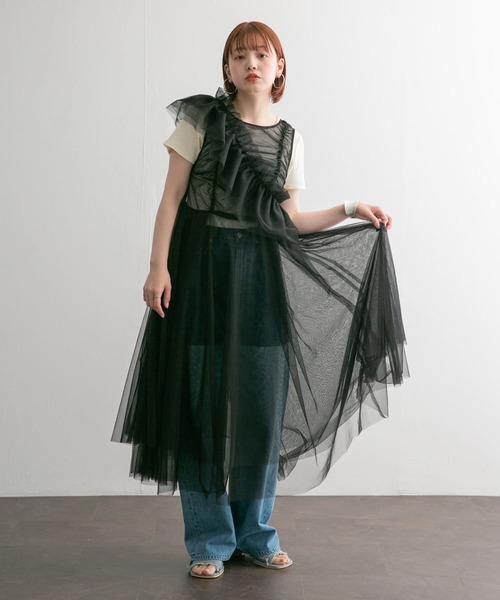 KBF(ケイビーエフ)の「フリルSETチュールワンピース(ワンピース・レディース・ブラック/オレンジ系その他・ONE)」の6枚目の写真