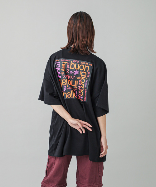国内配送★X-girl★BONJOUR LOGO Tシャツワンピ 完売必至 X-girl（エックスガール）の「BONJOUR LOGO S/S BIG TEE DRESS