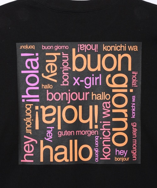 X-girl(エックスガール)の「BONJOUR LOGO S/S BIG TEE DRESS(ワンピース・レディース・ブラック/ホワイト・S/M)」の4枚目の写真