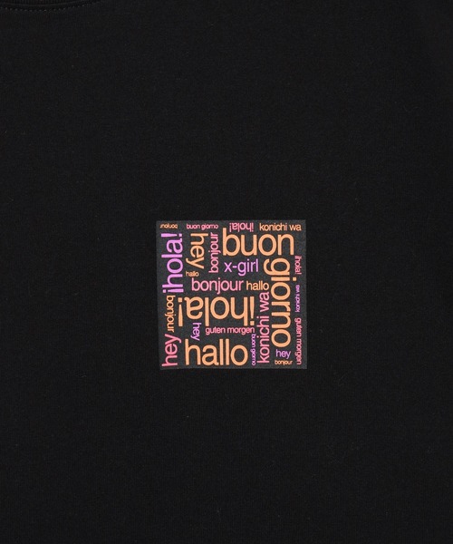 X-girl(エックスガール)の「BONJOUR LOGO S/S BIG TEE DRESS(ワンピース・レディース・ブラック/ホワイト・S/M)」の6枚目の写真