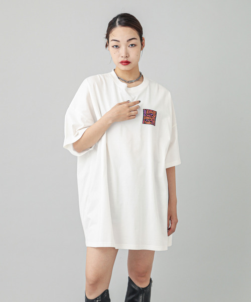 国内配送★X-girl★BONJOUR LOGO Tシャツワンピ 完売必至 X-girl（エックスガール）の「BONJOUR LOGO S/S BIG TEE DRESS