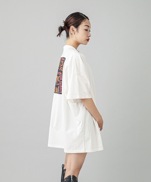 X-girl（エックスガール）の「BONJOUR LOGO S/S BIG TEE DRESS