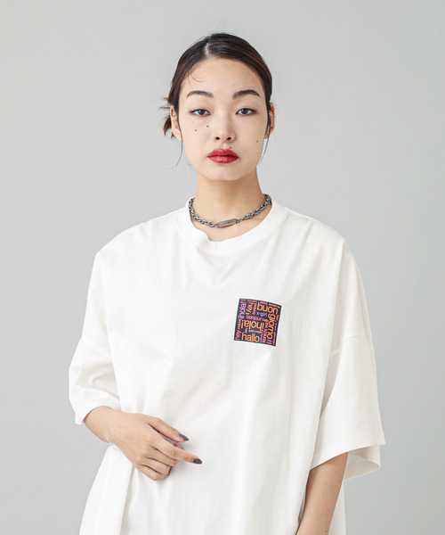 X-girl（エックスガール）の「BONJOUR LOGO S/S BIG TEE DRESS