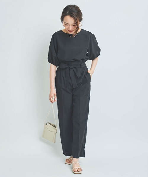 mil（ミル）の「【150㎝前後の小柄さんサイズ】リネンライクパンツセットアップ（セットアップ・レディース・グレイッシュベージュ/モカ/ブラック・S/M/XS）」の4枚目の写真