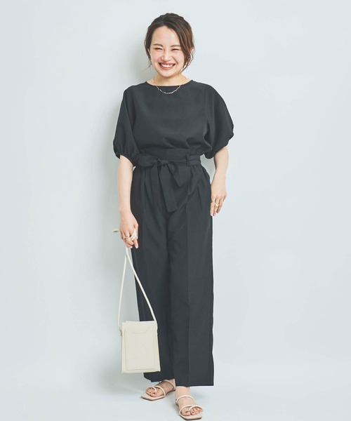 mil（ミル）の「【150㎝前後の小柄さんサイズ】リネンライクパンツセットアップ（セットアップ・レディース・グレイッシュベージュ/モカ/ブラック・S/M/XS）」の5枚目の写真