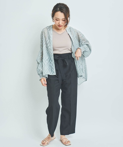 mil（ミル）の「【150㎝前後の小柄さんサイズ】リネンライクパンツセットアップ（セットアップ・レディース・グレイッシュベージュ/モカ/ブラック・S/M/XS）」の8枚目の写真