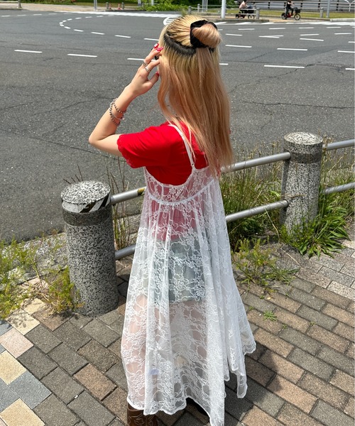 sedacle girl（セダクルガール）の「アシメデザインレースキャミワンピース（ワンピース・レディース・ブラック/オフホワイト・FREE）」の9枚目の写真