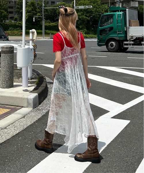 sedacle girl（セダクルガール）の「アシメデザインレースキャミワンピース（ワンピース・レディース・ブラック/オフホワイト・FREE）」の5枚目の写真
