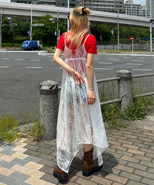 sedacle girl（セダクルガール）の「アシメデザインレースキャミワンピース（ワンピース・レディース・ブラック/オフホワイト・FREE）」の4枚目の写真
