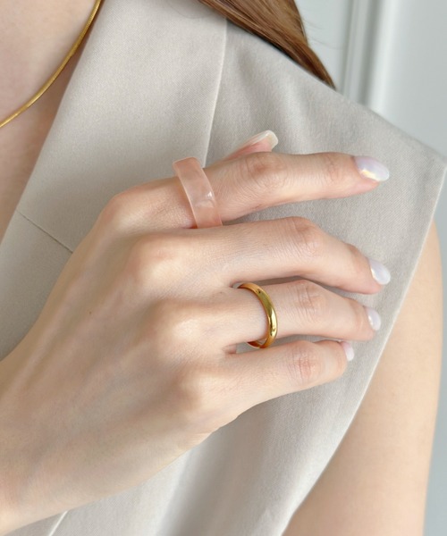 セール】クリアマーブルリングセット【アクリル・ステンレス】（リング