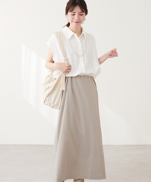 natural couture（ナチュラルクチュール）の「ドロストショートシャツ×キャミワンピース（ワンピース・レディース・ピンク/オフホワイト/チャコールグレー/サックスブルー・FREE）」の19枚目の写真