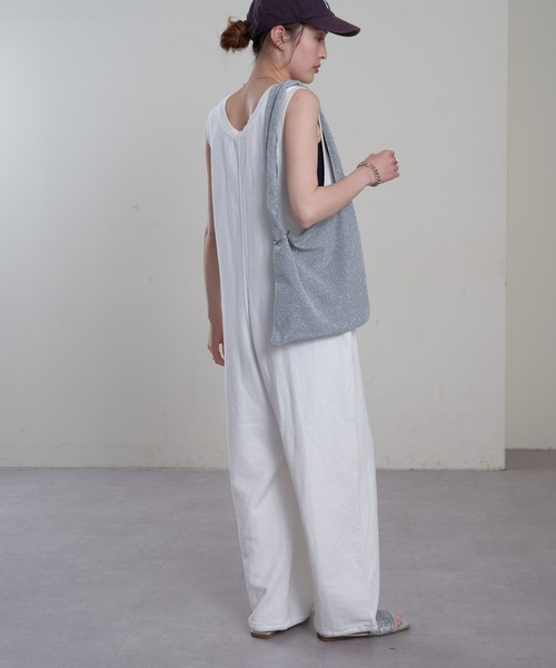 【willow】試着のみ スラブ裏毛裾ドロストオールインワン サロペット S WILLOW（ウィロー）の「【willow】スラブ裏毛裾ドロスト