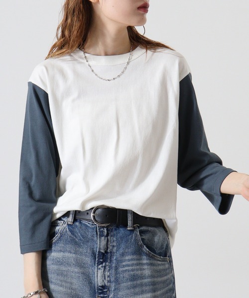CROSS & STITCH（クロスステッチ）の「CROSS & STITCH 6.2オンス　オープンエンド 3/4スリーブ ベースボールTシャツ（Tシャツ/カットソー・メンズ・グレー系その他/ナチュラル/ヘザーグレー/ブルー/バーガンディー/グリーン/スミクロ/ブルー系その他・M/L/XXL/S/XL）」の7枚目の写真