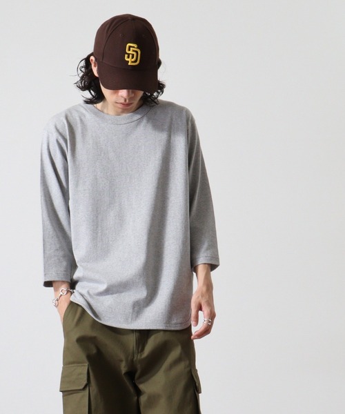 CROSS & STITCH（クロスステッチ）の「CROSS & STITCH 6.2オンス　オープンエンド 3/4スリーブ ベースボールTシャツ（Tシャツ/カットソー・メンズ・グレー系その他/ナチュラル/ヘザーグレー/ブルー/バーガンディー/グリーン/スミクロ/ブルー系その他・M/L/XXL/S/XL）」の2枚目の写真