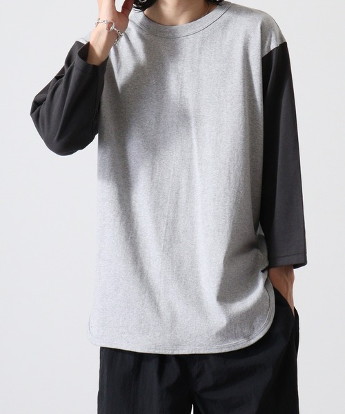 CROSS & STITCH（クロスステッチ）の「CROSS & STITCH 6.2オンス　オープンエンド 3/4スリーブ ベースボールTシャツ（Tシャツ/カットソー・メンズ・グレー系その他/ナチュラル/ヘザーグレー/ブルー/バーガンディー/グリーン/スミクロ/ブルー系その他・M/L/XXL/S/XL）」の9枚目の写真