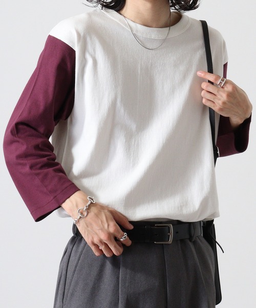 CROSS & STITCH（クロスステッチ）の「CROSS & STITCH 6.2オンス　オープンエンド 3/4スリーブ ベースボールTシャツ（Tシャツ/カットソー・メンズ・グレー系その他/ナチュラル/ヘザーグレー/ブルー/バーガンディー/グリーン/スミクロ/ブルー系その他・M/L/XXL/S/XL）」の12枚目の写真