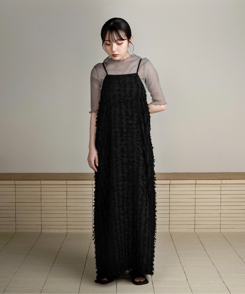 Amiur（エミレ）の「cut fringe back open cami ops / カットフリンジ 
