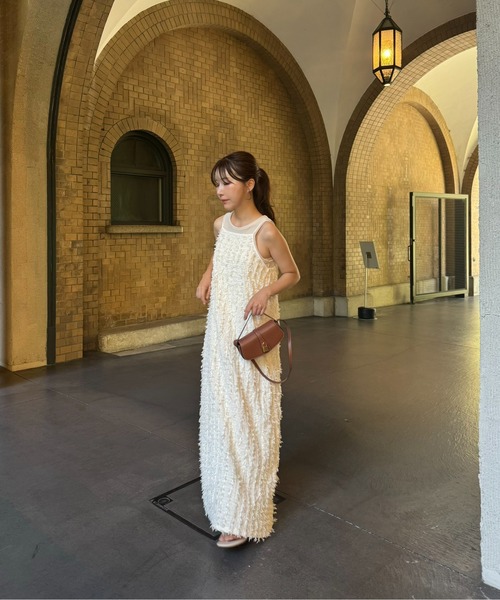 Amiur（エミレ）の「cut fringe back open cami ops / カットフリンジ 