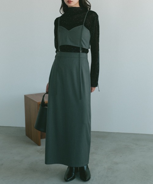 VANNIE U（ヴァニーユー）の「セパレートビスチェキャミワンピース（ワンピース・レディース・ブラック/グレー・FREE）」の2枚目の写真