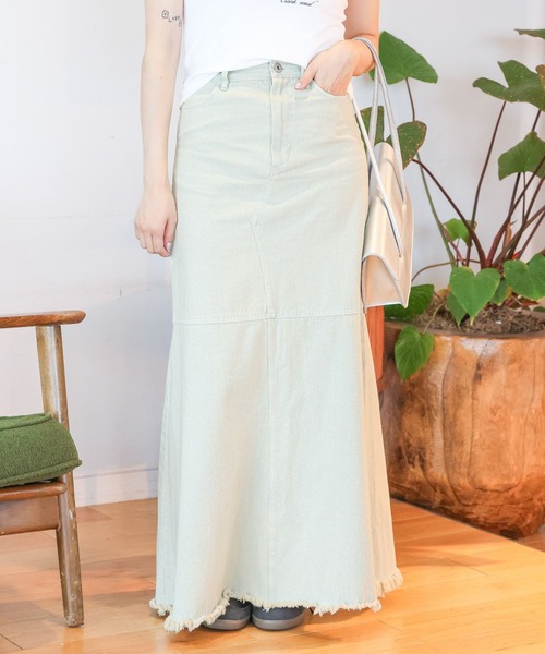 3.3 Field Trip （3.3フィールドトリップ）の「3.3 Field Trip／フリンジデニムロングスカート（デニムスカート・レディース・ブラック/ライトブルー・MEDIUM/SMALL）」の13枚目の写真