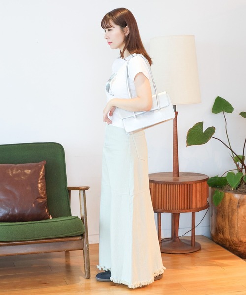 3.3 Field Trip （3.3フィールドトリップ）の「3.3 Field Trip／フリンジデニムロングスカート（デニムスカート・レディース・ブラック/ライトブルー・MEDIUM/SMALL）」の11枚目の写真