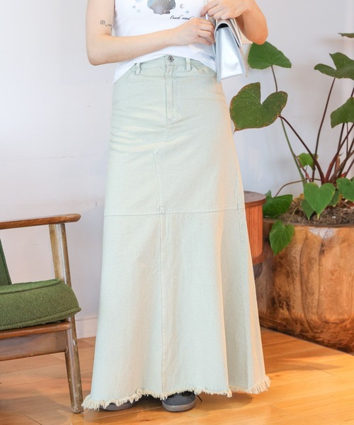 3.3 Field Trip （3.3フィールドトリップ）の「3.3 Field Trip／フリンジデニムロングスカート（デニムスカート・レディース・ブラック/ライトブルー・MEDIUM/SMALL）」の14枚目の写真