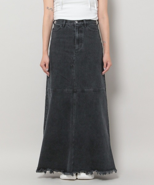 3.3 Field Trip （3.3フィールドトリップ）の「3.3 Field Trip／フリンジデニムロングスカート（デニムスカート・レディース・ブラック/ライトブルー・MEDIUM/SMALL）」の22枚目の写真