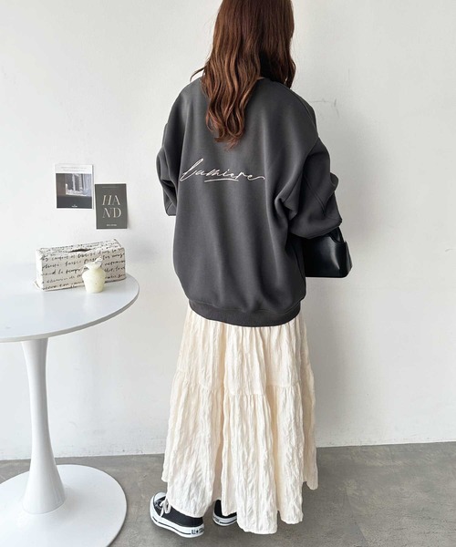 GeeRA（ジーラ）の「バック刺繍ロゴボリュームボリューム裏起毛スウェット（スウェット・レディース・杢グレー/チャコール・MEDIUM/LARGE）」の6枚目の写真