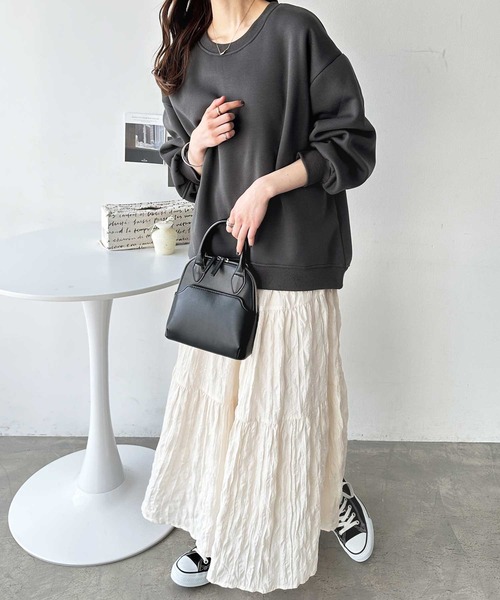 GeeRA（ジーラ）の「バック刺繍ロゴボリュームボリューム裏起毛スウェット（スウェット・レディース・杢グレー/チャコール・MEDIUM/LARGE）」の7枚目の写真