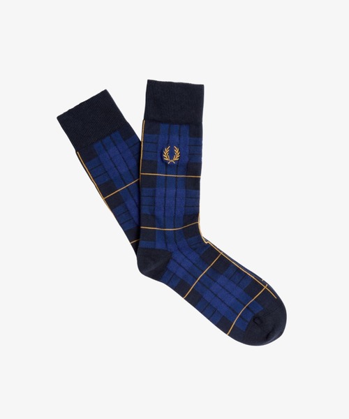 FRED PERRY（フレッドペリー）の「Tartan Socks／タータンチェックソックス（ソックス/靴下・メンズ・ネイビー/モスグリーン/ダークグリーン/マルーン/オフホワイト/イエロー/ブラウン/グリーン/レッド・6-8/4/6）」の7枚目の写真