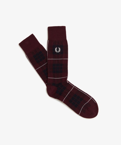 FRED PERRY（フレッドペリー）の「Tartan Socks／タータンチェックソックス（ソックス/靴下・メンズ・ネイビー/モスグリーン/ダークグリーン/マルーン/オフホワイト/イエロー/ブラウン/グリーン/レッド・6-8/4/6）」の9枚目の写真