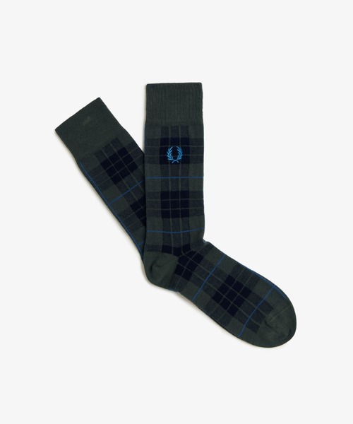 FRED PERRY（フレッドペリー）の「Tartan Socks／タータンチェックソックス（ソックス/靴下・メンズ・ネイビー/モスグリーン/ダークグリーン/マルーン/オフホワイト/イエロー/ブラウン/グリーン/レッド・6-8/4/6）」の4枚目の写真