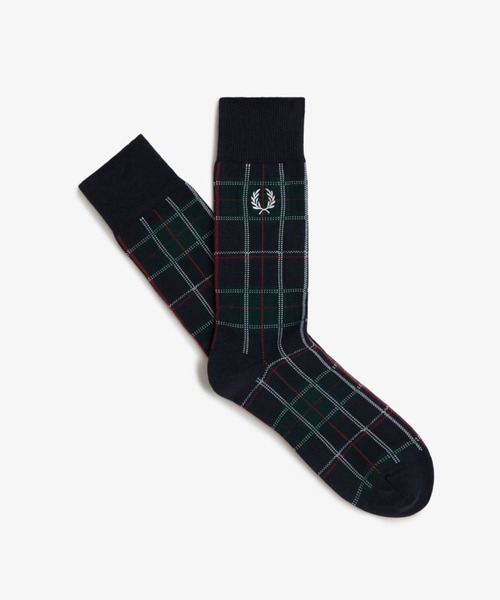 FRED PERRY（フレッドペリー）の「Tartan Socks／タータンチェックソックス（ソックス/靴下・メンズ・ネイビー/モスグリーン/ダークグリーン/マルーン/オフホワイト/イエロー/ブラウン/グリーン/レッド・6-8/4/6）」の15枚目の写真