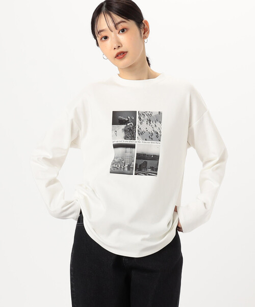 COMME CA ISM(コムサイズム)の「フォトプリント Tシャツ(長袖)(Tシャツ/カットソー・レディース・モカ/グレー/ホワイト・LARGE/MEDIUM)」の6枚目の写真