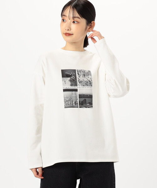 COMME CA ISM(コムサイズム)の「フォトプリント Tシャツ(長袖)(Tシャツ/カットソー・レディース・モカ/グレー/ホワイト・LARGE/MEDIUM)」の7枚目の写真