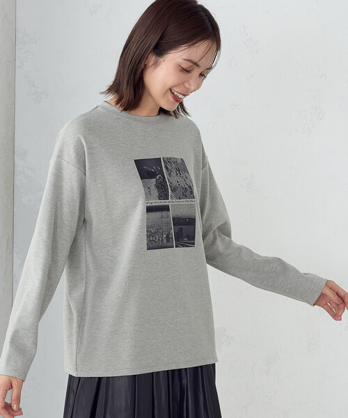 COMME CA ISM(コムサイズム)の「フォトプリント Tシャツ(長袖)(Tシャツ/カットソー・レディース・モカ/グレー/ホワイト・LARGE/MEDIUM)」の9枚目の写真