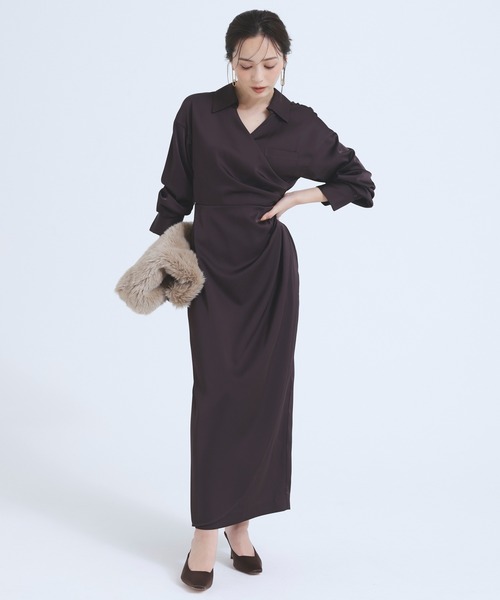 anuans ドレープデザインシャツワンピース anuans(アニュアンス)の「ドレープデザインシャツワンピース