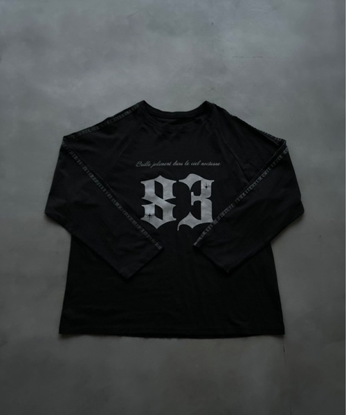 サテンラインヴィンテージウォッシュ加工ロングTEEシャツ（T