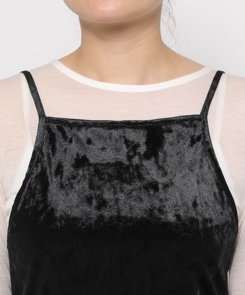 LOWRYS FARM（ローリーズファーム）の「タイトベロアキャミワンピース　143083（ワンピース・レディース・チャコールグレー/ブラウン/ブラック・FREE）」の7枚目の写真