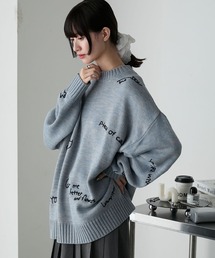 【forksy.】ランダムロゴ刺繍オーバーサイズニットプルオーバー