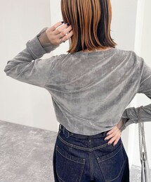 fredy emue | フロッキー袖チュールプルオーバー(Tシャツ/カットソー)