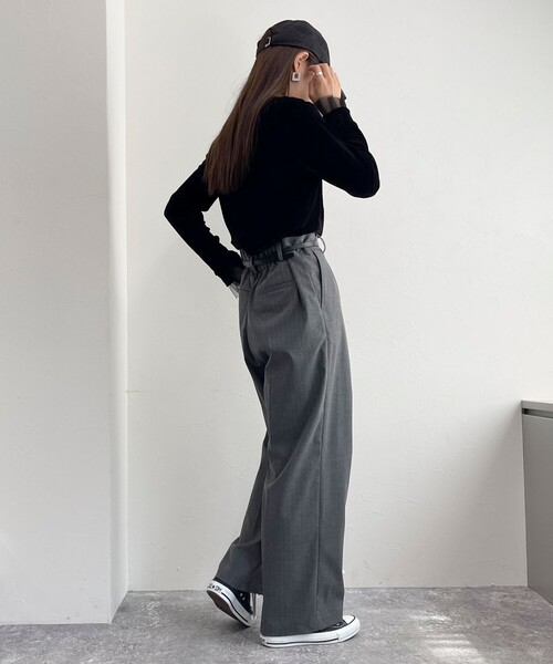 fredy emue（フレディエミュ）の「フロッキー袖チュールプルオーバー（Tシャツ/カットソー・レディース・アイボリー/チャコールグレー/ブラック・38）」の6枚目の写真