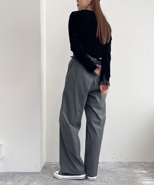 fredy emue（フレディエミュ）の「フロッキー袖チュールプルオーバー（Tシャツ/カットソー・レディース・アイボリー/チャコールグレー/ブラック・38）」の7枚目の写真