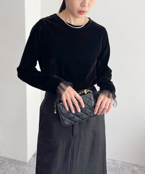 fredy emue（フレディエミュ）の「フロッキー袖チュールプルオーバー（Tシャツ/カットソー・レディース・アイボリー/チャコールグレー/ブラック・38）」の20枚目の写真