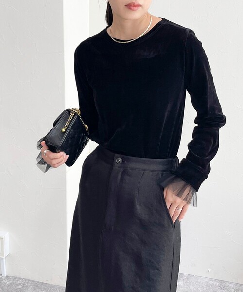 fredy emue（フレディエミュ）の「フロッキー袖チュールプルオーバー（Tシャツ/カットソー・レディース・アイボリー/チャコールグレー/ブラック・38）」の21枚目の写真