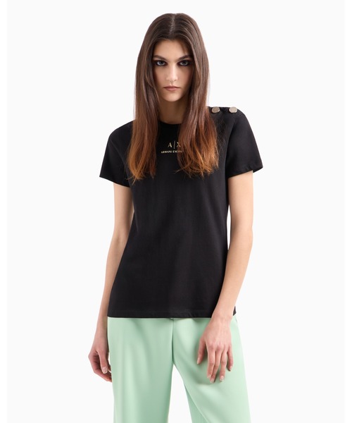 【セール】【A|X アルマーニ エクスチェンジ】＜オンライン限定＞ショルダーボタン 半袖クルーネックTシャツ/REGULAR（Tシャツ/カットソー）｜ARMANI EXCHANGE（アルマーニエクスチェンジ）
